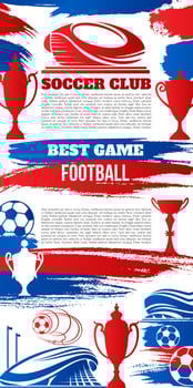 Soccer sport banner with football stadium and ball vector