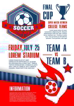 Soccer sport competition banner of football match vector