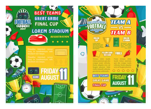 Football or soccer sport tournament match banner vector