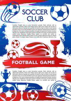 Football sport game poster of soccer club match vector