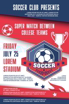 Soccer sport match of football championship poster vector