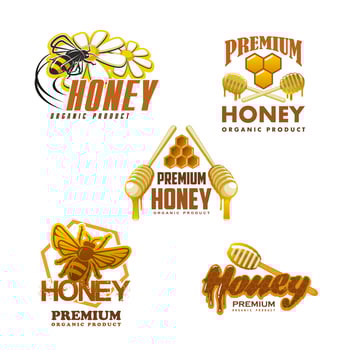 Honey bee premium organic product vector icons