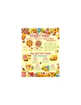 Vector fast food street food snacks poster