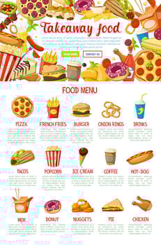 Fast food restaurant menu web banner design vector