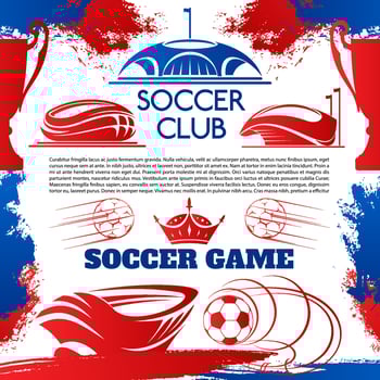 Soccer sport poster with football stadium and ball vector