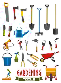 Vector farm gardening tools isolated icons