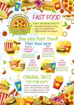 Fast food restaurant menu vector poster