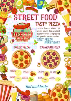 Vector street food burgers pizza menu poster