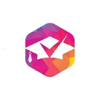 Graduation hat and check logo design. Education logo design and check mark logo. vector