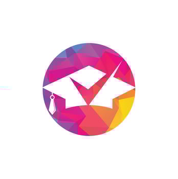 Graduation hat and check logo design. Education logo design and check mark logo. vector