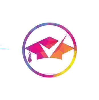 Graduation hat and check logo design. Education logo design and check mark logo. vector