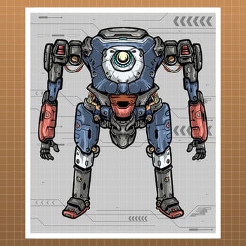 mecha robot controller builded by head arm body leg weapon illustration vector