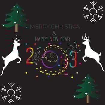 Set of christmas elements happy new year and deer.Set of colorful Christmas, New Year banners. vector