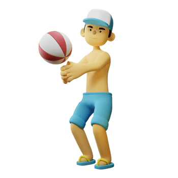 3D Character Summer Boy Playing Volley Ball png