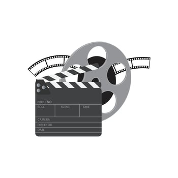 movie clapper board and film reel vector