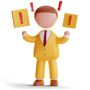 3d businessman gold exclamation mark png