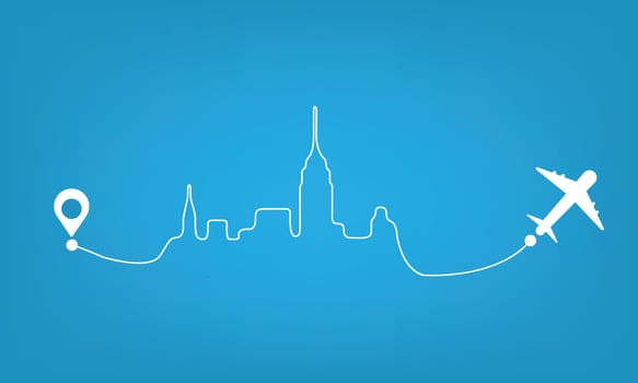 Airplane travel concept with map pins vector