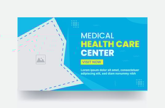 Medical healthcare fitness exercise thumbnail video thumbnail template medical hospital promotion banner design vector