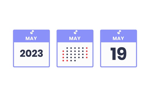 May 19 calendar design icon. 2023 calendar schedule, appointment, important date concept vector
