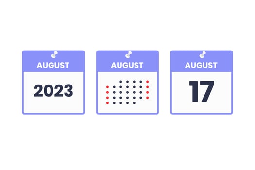 August 17 calendar design icon. 2023 calendar schedule, appointment, important date concept vector
