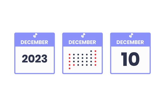 December 10 calendar design icon. 2023 calendar schedule, appointment, important date concept vector