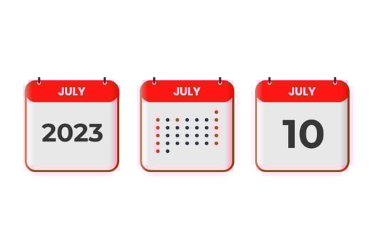 July 10 calendar design icon. 2023 calendar schedule, appointment, important date concept vector