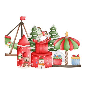 Christmas amusement park illustration, amusement park png