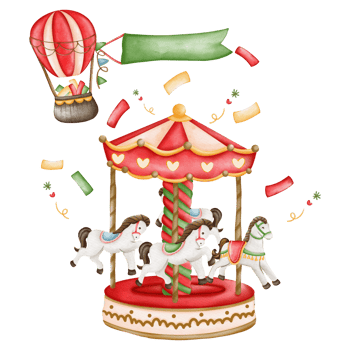 Christmas amusement park illustration, carousel png