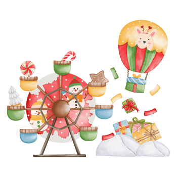 Christmas amusement park illustration, amusement park png