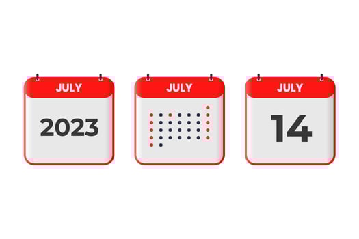 July 14 calendar design icon. 2023 calendar schedule, appointment, important date concept vector