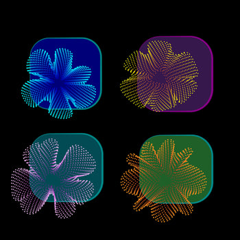 abstract objects in the form of flowers on black background vector