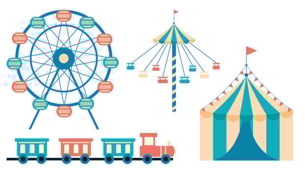 collection of elements entertainment park vector