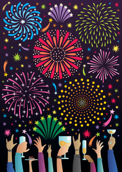 Celebration with Fireworks vector