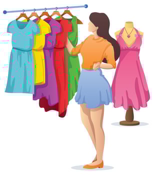 Choosing Dress on White vector