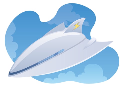 Electric Plane Flying vector