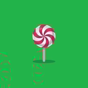 Red and white candy made on a green background vector