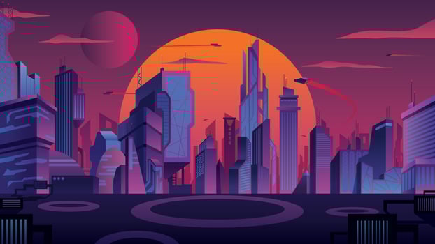 Futuristic City Landscape vector