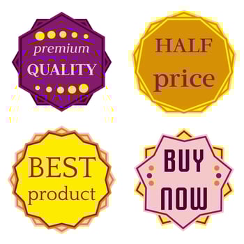 Set of Vector Badges with Ribbons. Web stickers and labels. Isolated vector illustration.