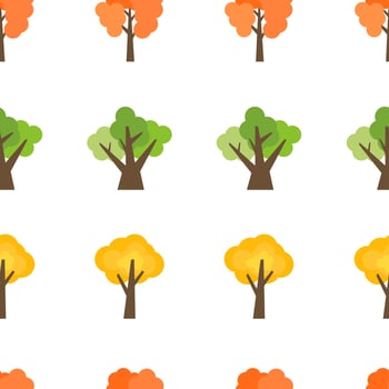 Seamless pattern from autumn trees. Autumn forest background. Vector illustration