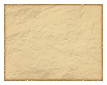 Old paper with burnt edges isolated on white background with place for your text. Vector illustration