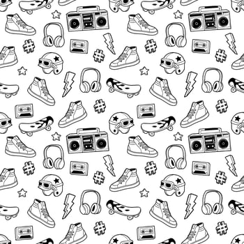 Seamless pattern in cartoon 80s-90s comic style. vector