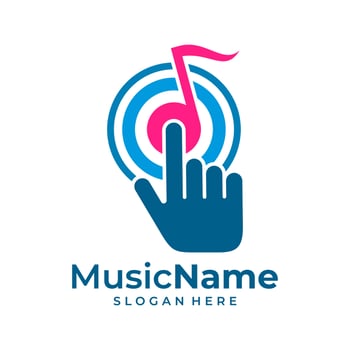 Music Click Logo Vector. Touch Music logo design template vector