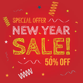 New year sale discount banner template vector