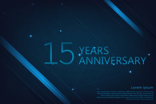 15 Years Anniversary. Geometric Anniversary greeting banner. Poster template for Celebrating 3th anniversary event party. Vector illustration
