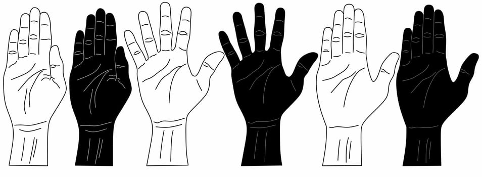 palm hand icon set isolated on white background.outline silhouette open hand vector illustration