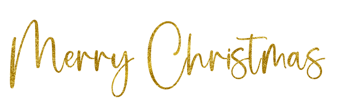 Golden Text Merry Christmas cut out png