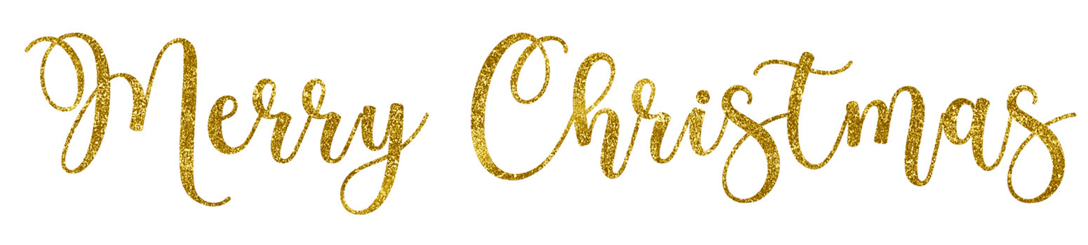 Golden Text Merry Christmas cut out png