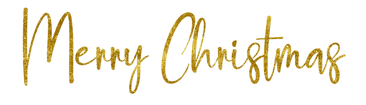 Golden Text Merry Christmas cut out png