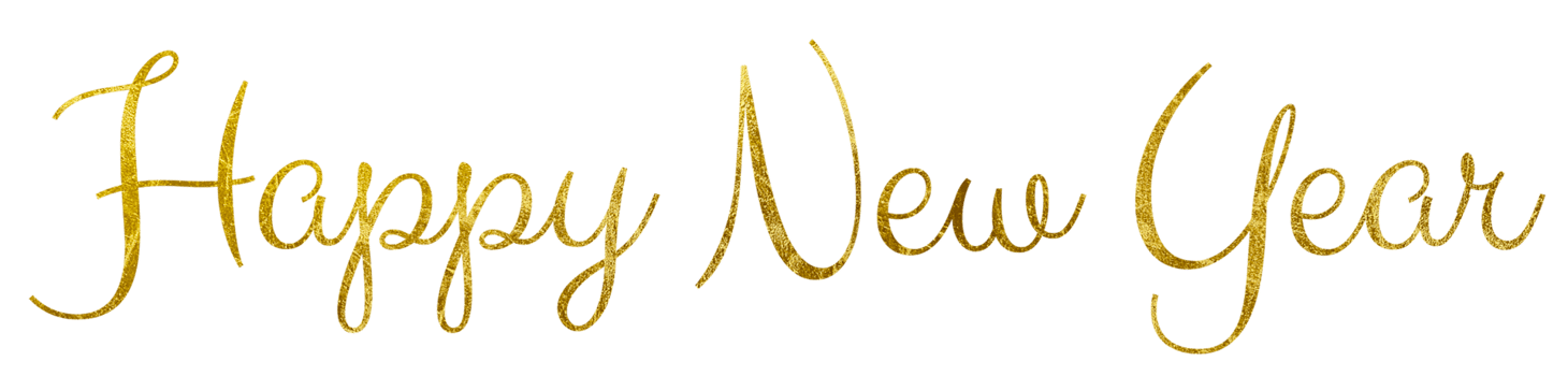 Golden Text Happy New Year cut out png