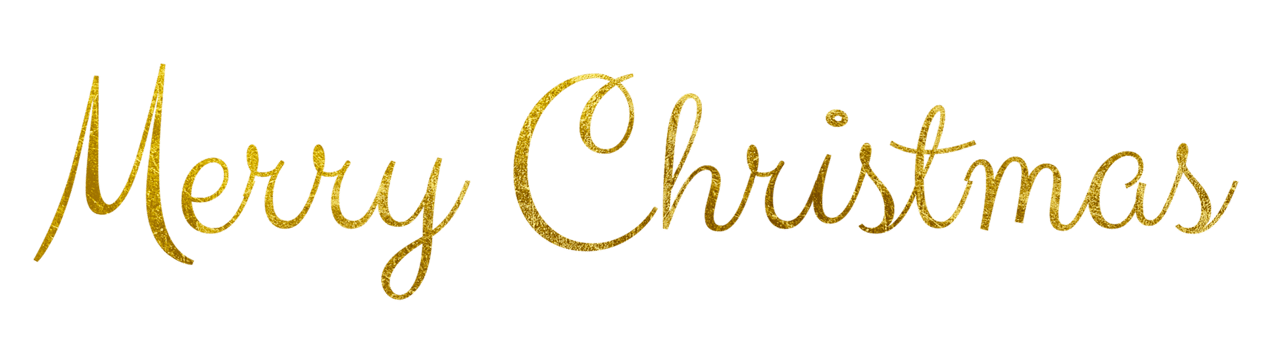 Golden Text Merry Christmas cut out png